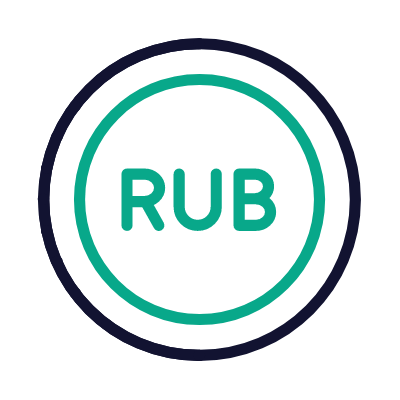 Ruble Coin, Animated Icon, Outline