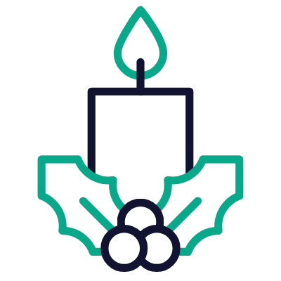 Candle Mistletoe, Animated Icon, Outline