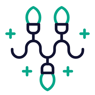 Christmas Lights, Animated Icon, Outline
