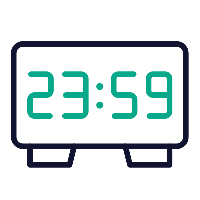 New Year Clock, Animated Icon, Outline
