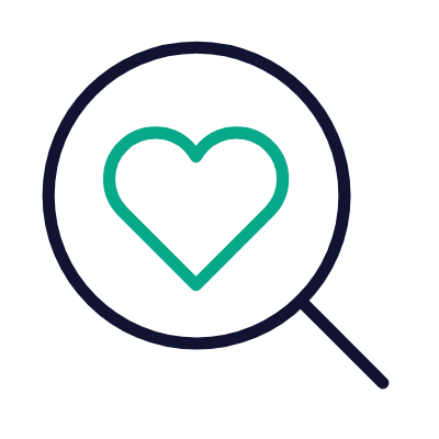 Magnifier Heart, Animated Icon, Outline