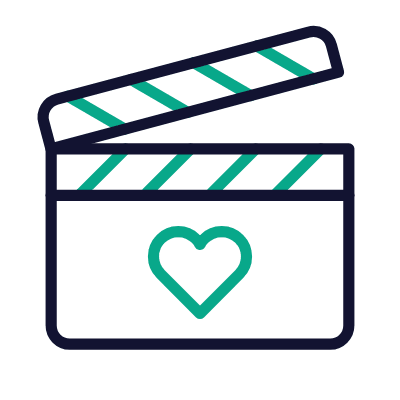 Clapperboard Heart, Animated Icon, Outline