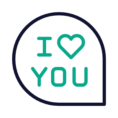 Chat I Love You, Animated Icon, Outline