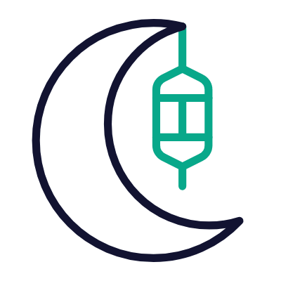 Ramadan Moon, Animated Icon, Outline