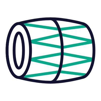 Drum Dholak, Animated Icon, Outline