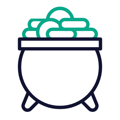Pot Gold, Animated Icon, Outline