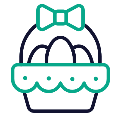 Easter Basket, Animated Icon, Outline