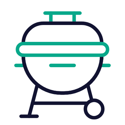 Barbecue Lid, Animated Icon, Outline