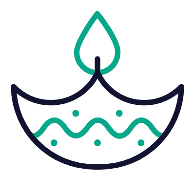Diya, Animated Icon, Outline