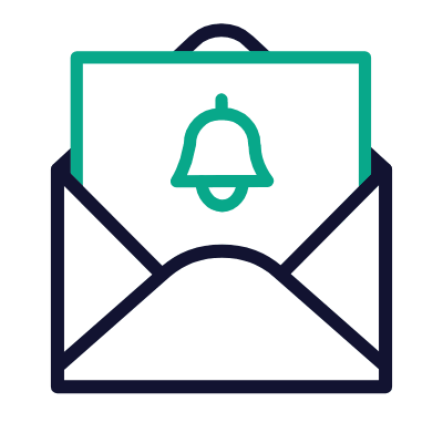 Mail Open Bell, Animated Icon, Outline