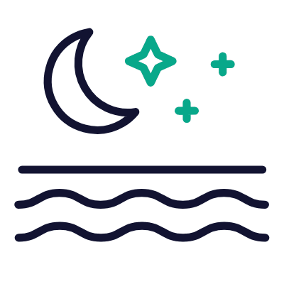 Sea Moon, Animated Icon, Outline
