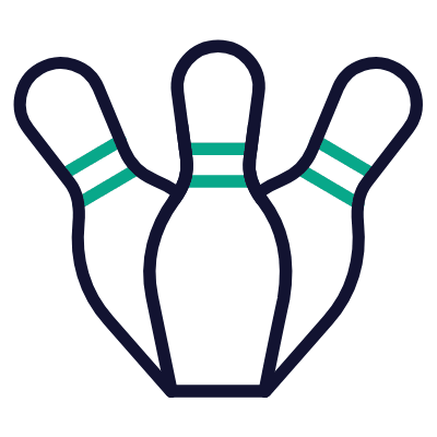 Bowling Pins Falling, Animated Icon, Outline