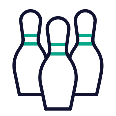 Bowling Pins, Animated Icon, Outline