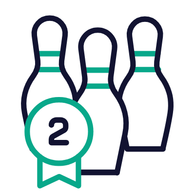 Bowling Second Place, Animated Icon, Outline