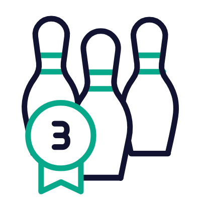 Bowling Third Place, Animated Icon, Outline