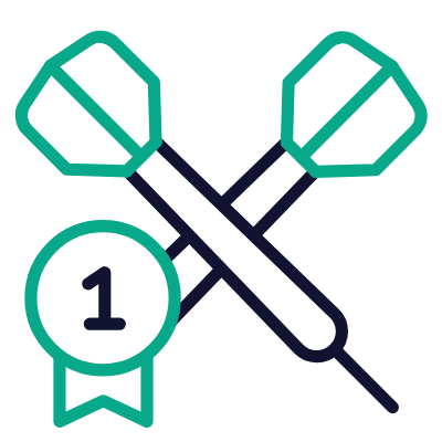Darts First Place, Animated Icon, Outline