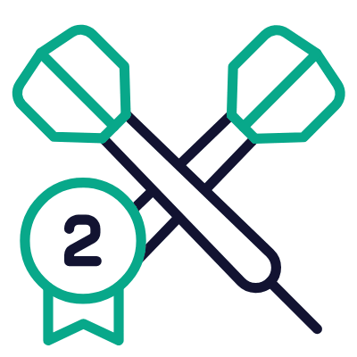 Darts Second Place, Animated Icon, Outline