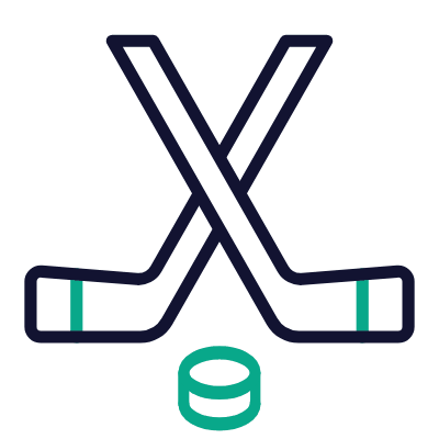 Hockey Sticks, Animated Icon, Outline