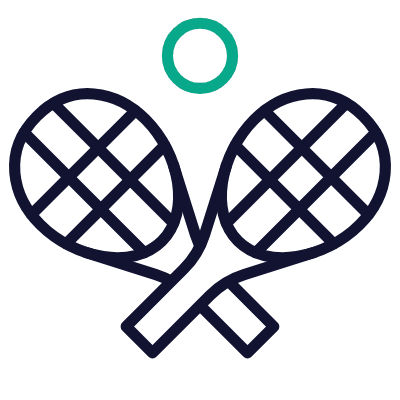Tennis Rackets, Animated Icon, Outline