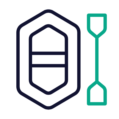 Rafting Boat, Animated Icon, Outline