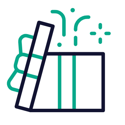 Confetti Gift, Animated Icon, Outline