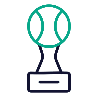 Statuette Tennis, Animated Icon, Outline