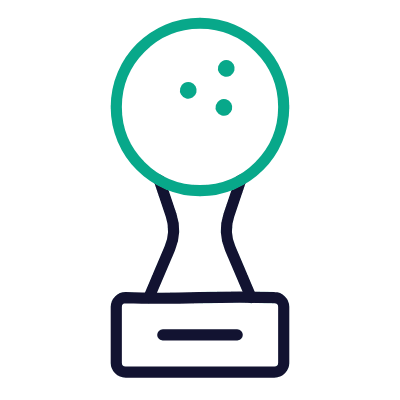 Statuette Bowling, Animated Icon, Outline