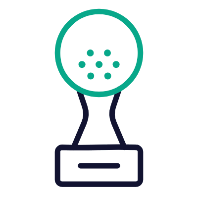 Statuette Golf, Animated Icon, Outline