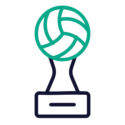 Statuette Volleyball, Animated Icon, Outline