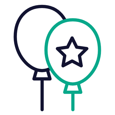 Balloons Star, Animated Icon, Outline