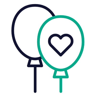 Balloons Heart, Animated Icon, Outline