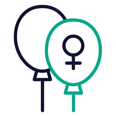 Balloons Female, Animated Icon, Outline