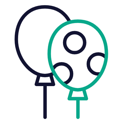 Balloons Dots, Animated Icon, Outline