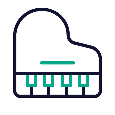 Grand Piano, Animated Icon, Outline