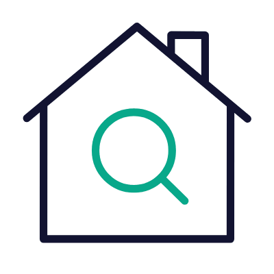 House Magnifier, Animated Icon, Outline