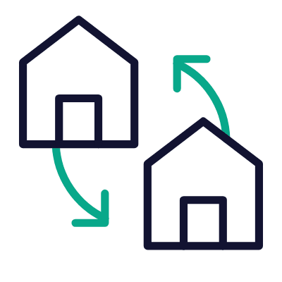Houses Exchange, Animated Icon, Outline