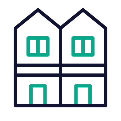 Terraced House, Animated Icon, Outline