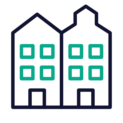Historic Townhouse, Animated Icon, Outline