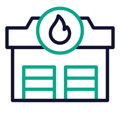 Fire station, Animated Icon, Outline