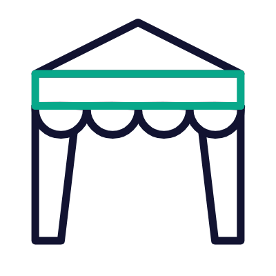 Party Tent, Animated Icon, Outline