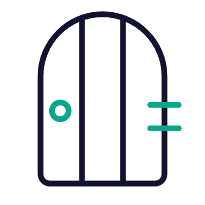 Arched Door, Animated Icon, Outline