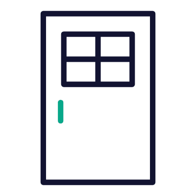 Glass Door, Animated Icon, Outline