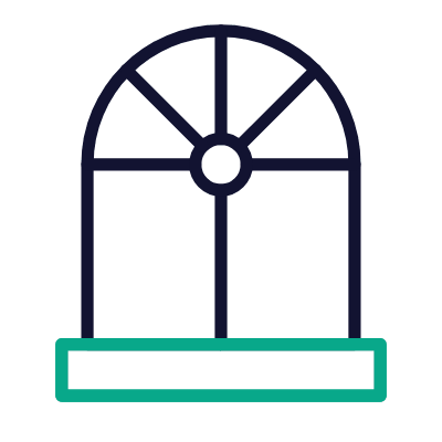 Arched Window, Animated Icon, Outline