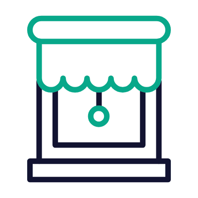 Window With Roller Blind, Animated Icon, Outline