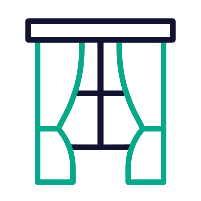 Window With Curtains, Animated Icon, Outline