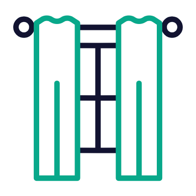 Window with sheer, Animated Icon, Outline