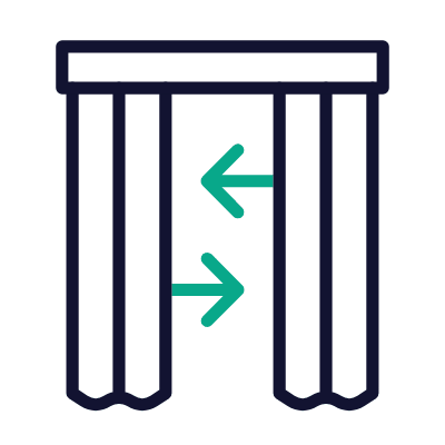Curtains Closing, Animated Icon, Outline