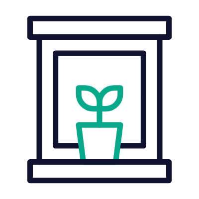 Window with plant, Animated Icon, Outline