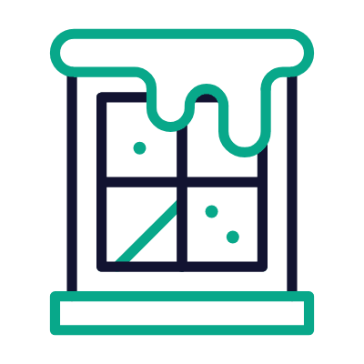 Snowed Window, Animated Icon, Outline