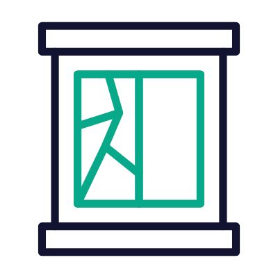 Broken Window, Animated Icon, Outline